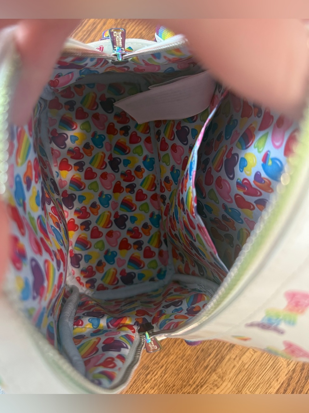 Loungefly x Lisa Frank Logo Heart Mini Backpack w/ Detachable Heart Waist Bag - Picture 12 of 16